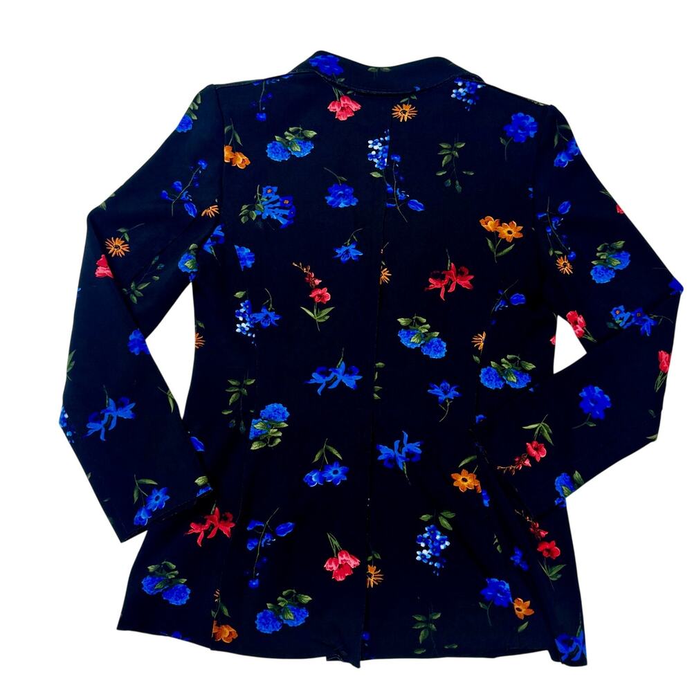 Tahari Floral Blazer Jacket Women’s 4 Black Floral Career Office Siren Botanical - Picture 2 of 16